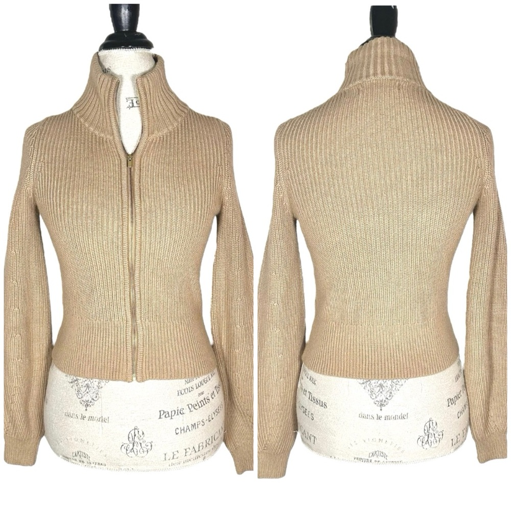 Banana Republic | Women | Mojave Merino Wool Blend Ribbed Zip Up Cardigan | XS